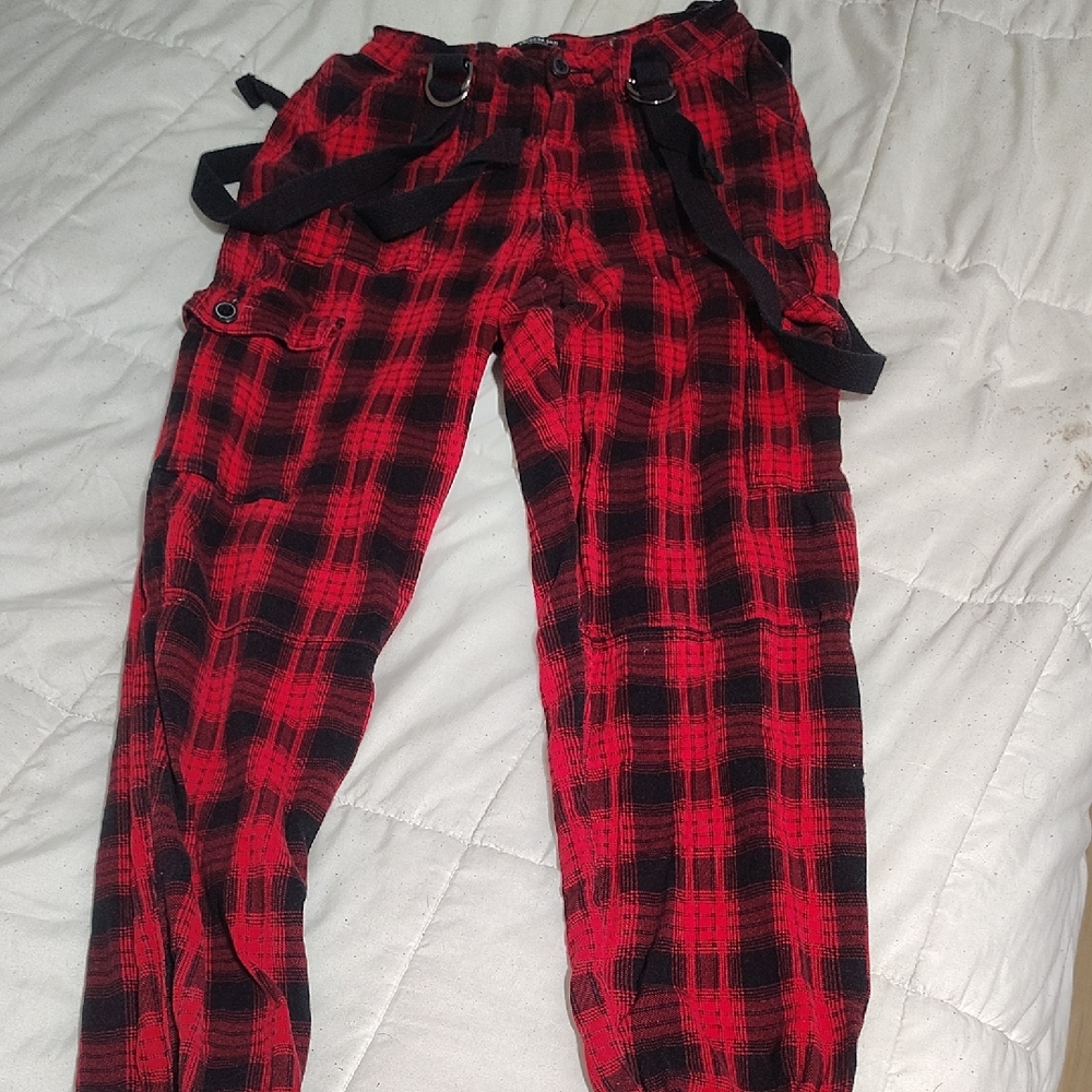 American Bazi Red and Black Plaid Joggers
